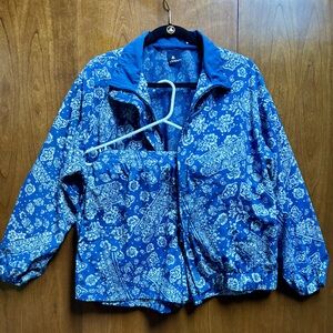 Lizwear 2 Piece Floral Blue Women's Jacket + Short Set Sz M